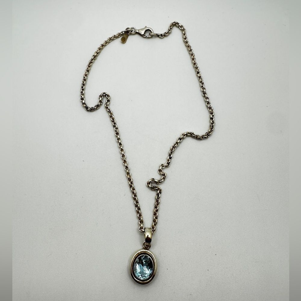 Genuine Silpada oval cut blue topaz and sterling silver necklace!
